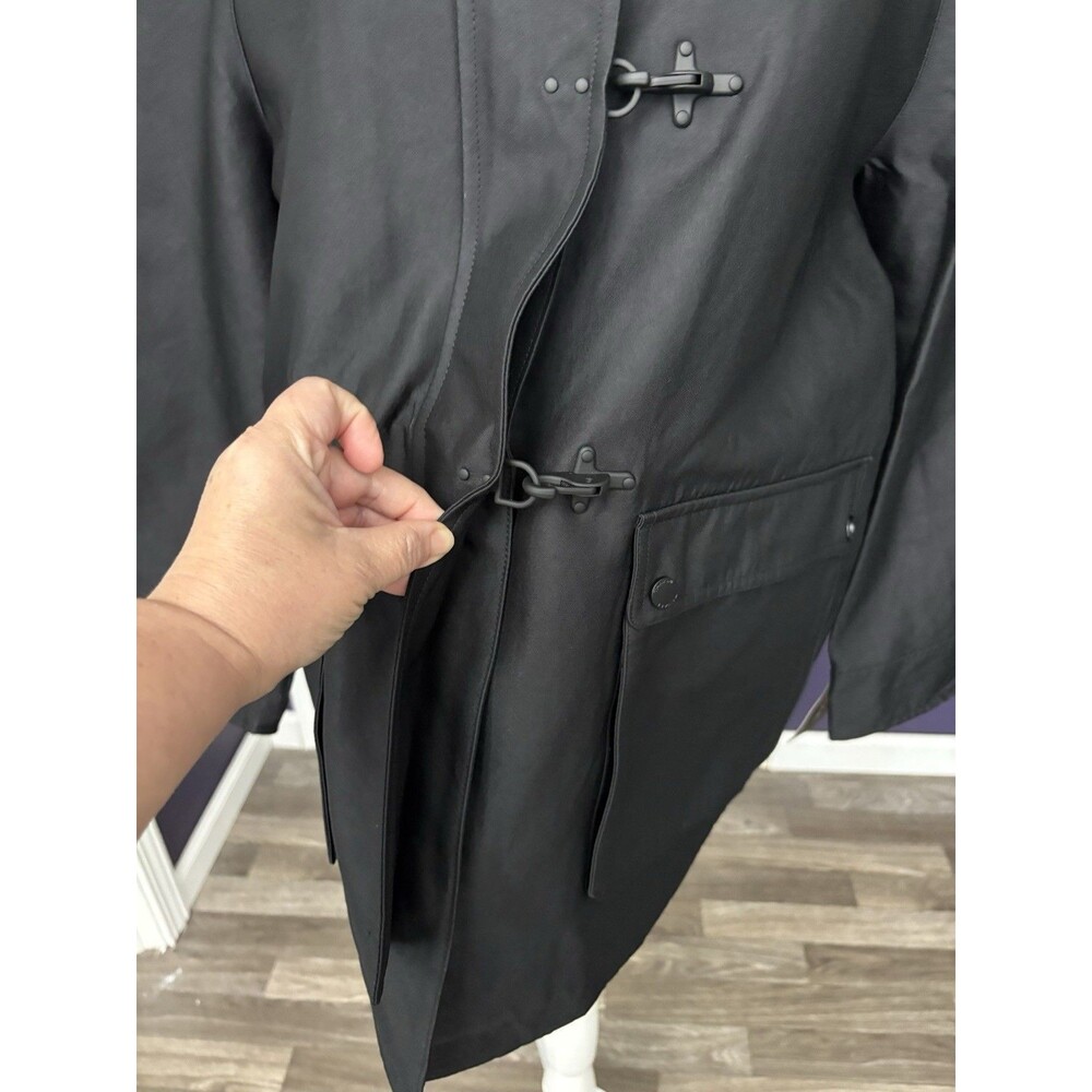 NWT Tahari Taylor Black Barn Jacket Corduroy Collar Toggle Snap Women's Coat L - Picture 13 of 16